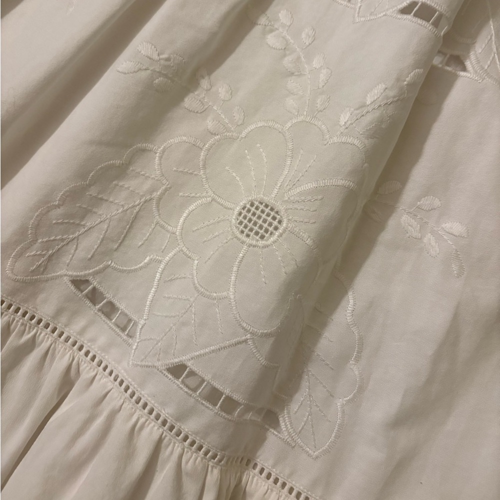 NWT Hunter Bell Womens Marley White Lace Embroidered Flutter Sleeve Sun Dress 8 - Picture 5 of 13
